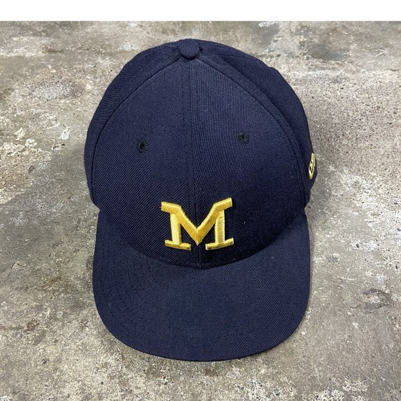New Era Other - Vintage University of Michigan Wolverines Cap Size 7 3/8 Navy Fitted Hat NCAA